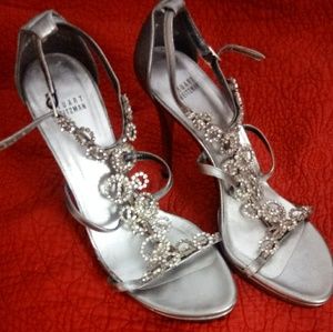 Stuart Weitzman silver crystal heels